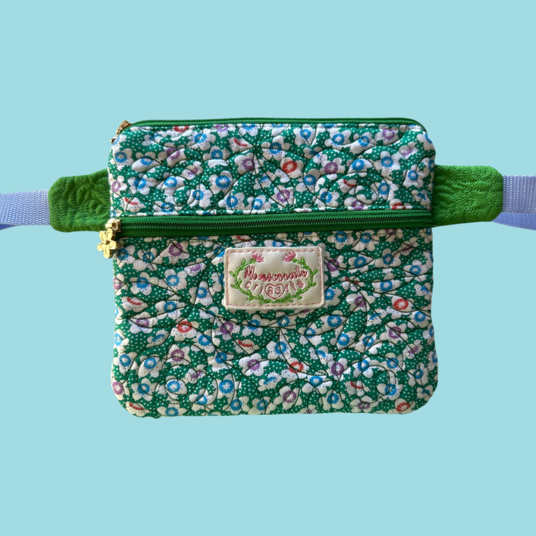 Bolsa cintura flor verde
